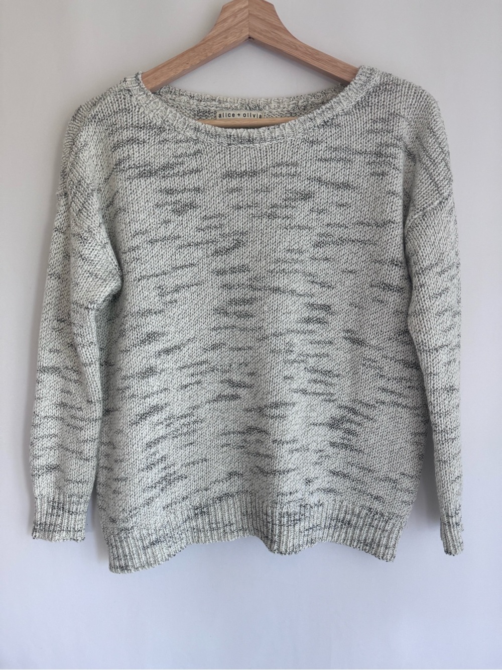 Alice + Olivia Gray Marled Knit Wool Blend Sweater Pullover Size M
